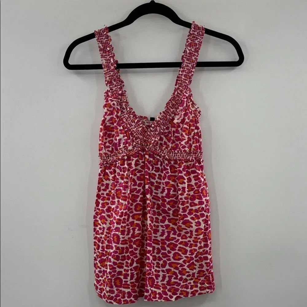 3for$20 Bright Pink & Orange Patterned Elastic Waist Sleeveless Top Size XL